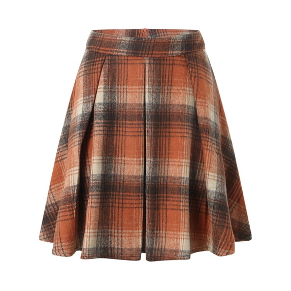 Bpmpbo Women's Plaid Pleated Mini Skirt A-Line Preppy Skirt with Zipper for School and Casual Wear