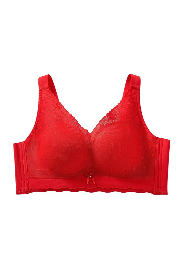 Women's Push up Lace Bras Full Figue Non-Padded Underwired Support Plunge Bra,Women's Lace-free Thin Cups Side-folded Breasts Big Breasts And Small Underwear