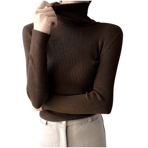 Bpmpbo Women's Ribbed Turtleneck Base Sweater Slim Fit Long Sleeve Knit Pullover for Layering