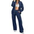 thumbnail image 1 of Bpmpbo Women's Sweatsuit Zip Up Jacket and Pants Set Long Sleeve Hoodless Coat with Pocket Sweatpants Two-Piece Outfit, 1 of 9