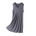 thumbnail image 1 of Bpmpbo Women's Tank Nightgown Sleeveless Sleepwear V Neck Solid Color Loose Soft Comfortable Mid Length Nightgowns Lightweight Breathable Modal Sleep Dress, 1 of 5