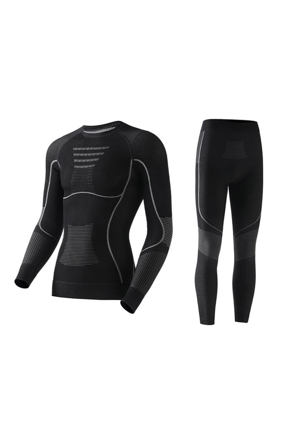 Women's Thermal Base Layer Set Solid Color Compression Shirt and Pants, Moisture Wicking Skiing Underwear Quick Dry Cold Weather Gear
