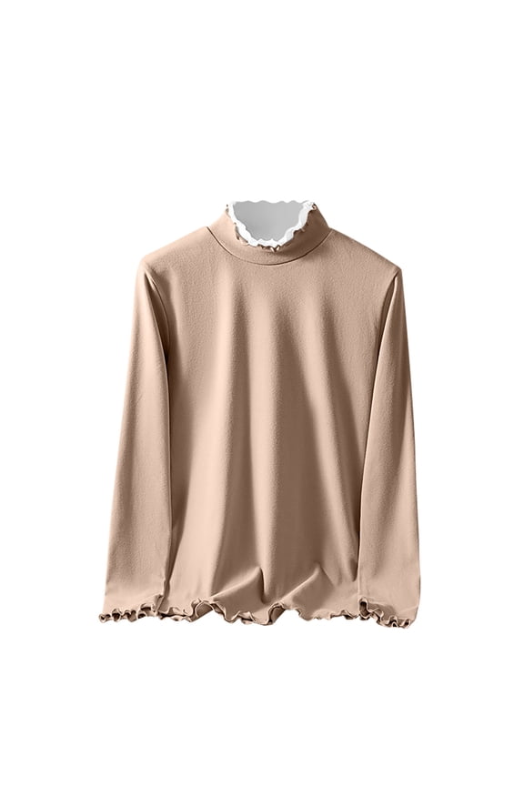 Women's Thermal Long Sleeve Shirt Warm Brushed Polyamide Round Neck Base Layer Soft Fleece Lining Tops
