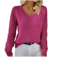 thumbnail image 1 of Bpmpbo Women's V-Neck Sweater with Lace-Up Sleeves, Casual Loose Fit Knit Pullover Fall Clothes, 1 of 9