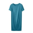 thumbnail image 1 of Bpmpbo Womens Sleepwear Short Sleeve Nightgown Soft Sleepshirt Summer Thin Loose Comfortable Breathable Lounge Sports Sleep Dress Casual Solid Color Home Nightgown Knee Length, 1 of 4