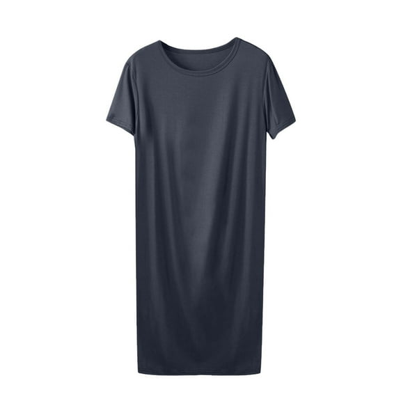 Bpmpbo Womens Sleepwear Short Sleeve Nightgown Soft Sleepshirt Summer Thin Loose Comfortable Breathable Lounge Sports Sleep Dress Casual Solid Color Home Nightgown Knee Length
