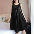 thumbnail image 1 of Bpxiofoy Nightgowns for Women Women's Sleepwear Solid Dress Sleeveless Round Neck Splice Dress Pullover Loose Dress Sleep Dress for Women Pajama Sets for Women 2 Piece Black One Size, 1 of 6