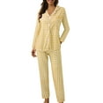 thumbnail image 1 of Bpxiofoy Pajama Sets for Women 2 Piece Button Up Pajamas Women Casual Lapel Button Plaid Print Two Long Sleeve Pajamas Pajamas Suit Pajama Pants Pj Sets Yellow M, 1 of 7