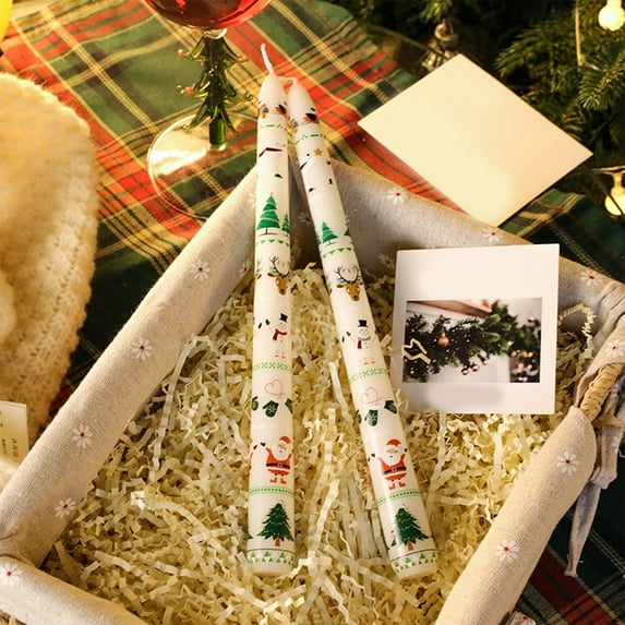 Bpyeka 9.84in Christmas Banquet Candle Ornaments Candlelight Dinner Christmas Decoration Long Pole Wedding Vibes Candle,Holiday Products,Christmas Gifts