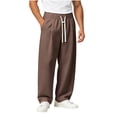 thumbnail image 1 of Bpyeka Big & Tall Men's Baggy Sweatpants Lightweight Drawstring Wide Leg Pants Lounge Joggers Comfy Uncuffed Track Pants, M-5XL, 1 of 6