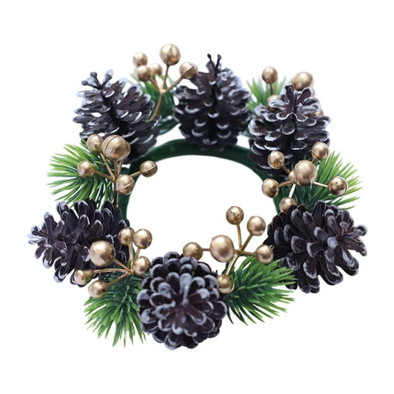 Bpyeka Candlestick Ring,Christmas Candle Ring Garland Pines Cones Red Berry Christmas Candle Ring Hanging Garland Christmas Table Centerpiece,Holiday Products,Christmas Decor