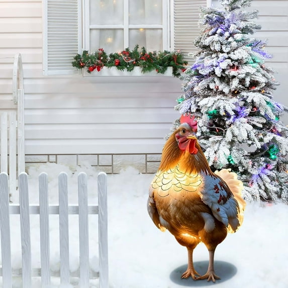 Bpyeka Christmas Chicken Ground Plug Decoration Outdoor Christmas Garden Farm Small Animals Ground Plug Decoration,Christmas Supplies,Christmas Decorations
