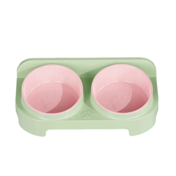 Bpyeka Elevated Double Cat Bowls, Whisker Friendly Raised Cat Food and Water Bowl Set with Stand, Non-Slip Tilted Cat Feeding Station for Indoor Cats, Multiple Colors Available