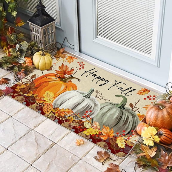 Bpyeka Halloween Pumpkin Floor Mats Entrance Mats Door-proof Mats Bathroom Avoid Slide Mats Size 15.3x23.6 Inches,Holiday Products,Fall Decor