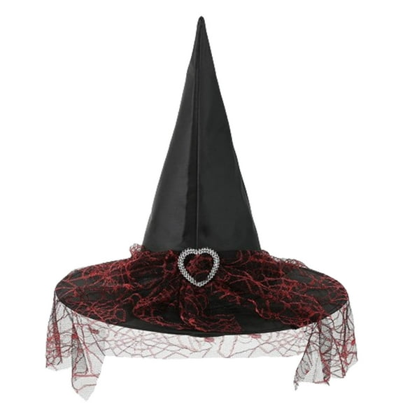 Bpyeka Halloween Witch Hat Festival Party Heart Shaped Buckle Pointed Hat Makeup Stage Party Dress Up Witch Hat
