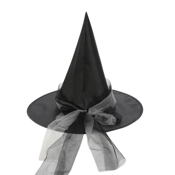 Bpyeka Halloween Witch Hat Festival Party Lace Tie Pointed Hat Makeup Stage Party Dress Up Witch Hat