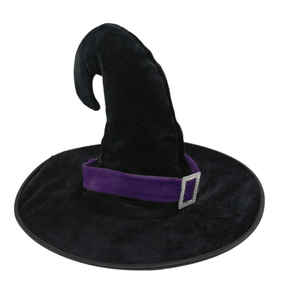 Bpyeka Halloween Witch Hat Makeup Party Dress Up Magician Pointed Hat Buckle Bullhorn Cap Cosplay Costume Accessory