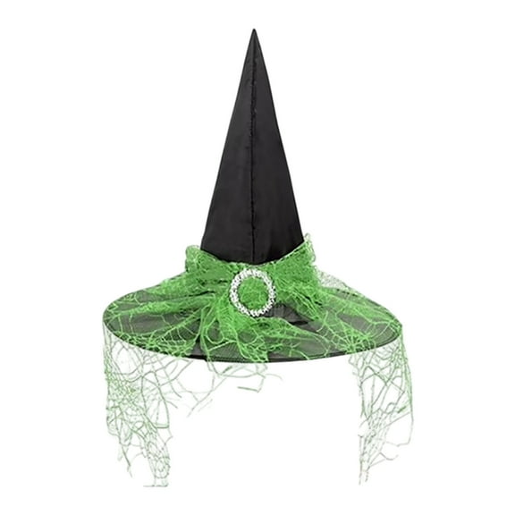 Bpyeka Halloween Witch Hat Makeup Party Dress Up Magician Pointed Hat Lace Face Cover Wizard Hat Decorative Props