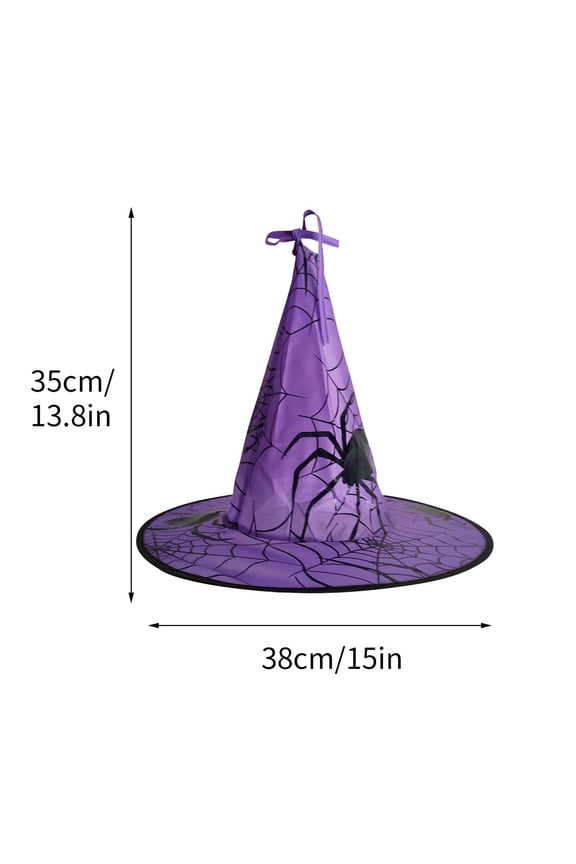 Halloween Witch Hat Makeup Party Dress Up Magician Pointed Hat Spider Pattern Witch Hat Magic Wizard Props