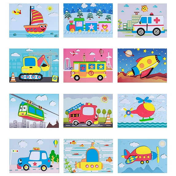 Bpyeka Kids Toys Children's Three-dimensional EVA Paste Painting Kindergarten Boys and Girls Educational Toys DIY Material Package