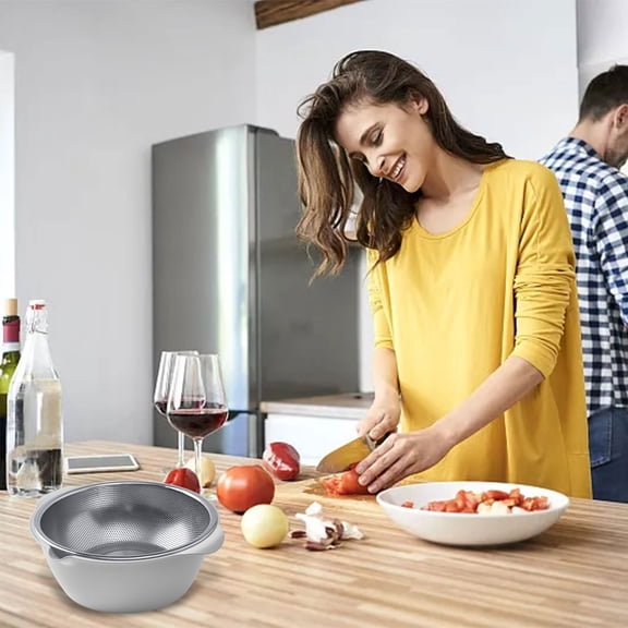 Bpyeka Kitchen Organization 304 Stainless Steel Microporous Colander with Handle, Rice Washers Microporous Strainer Set for Washing Vegetables and Rice, and Draining Cooked Pasta. Home and Kitchen