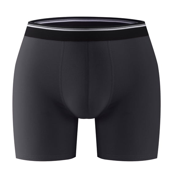 Bpyeka Men's 100% Cotton Fly-Front Boxer Briefs, Solid Color Comfortable Underwear, S-2XL, Dark Gray