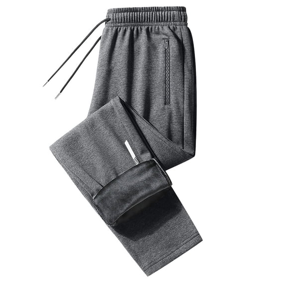 Bpyeka Men's Big & Tall Fleece Lined Sweatpants Elastic Drawstring Zipper Pockets Warm Straight Leg Trousers 3XL-5XL, Gray