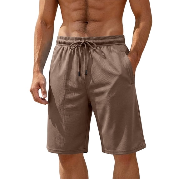 Bpyeka Men's Big & Tall Mesh Athletic Shorts, Quick Dry Breathable Summer Workout Shorts, Elastic Waist Drawstring Casual Gym Shorts for Running, L-5XL, Coffee