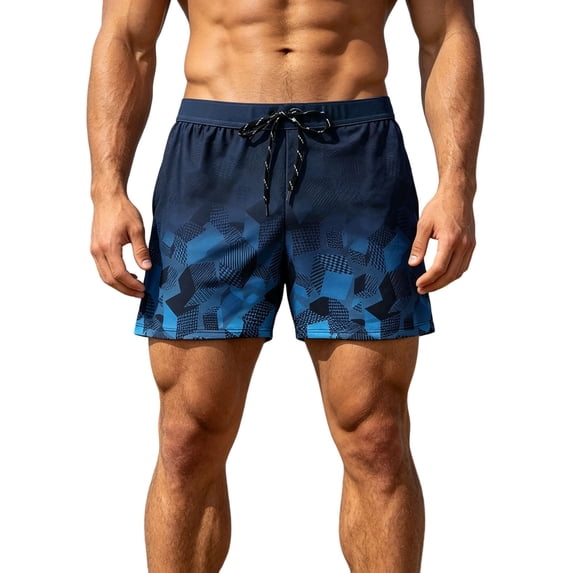 Bpyeka Men's Big & Tall Quick-Dry Swim Trunks, Liner Board Shorts with Drawstring Waist, Anti-Chafe Bathing Suits for Beach & Pool, 3XL-5XL, Blue
