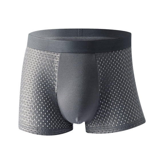 Bpyeka Men's Big & Tall Stretch Elastic Waist Polyester Blend Boxer Briefs, Soft Breathable Underwear, 3XL-5XL, Gray