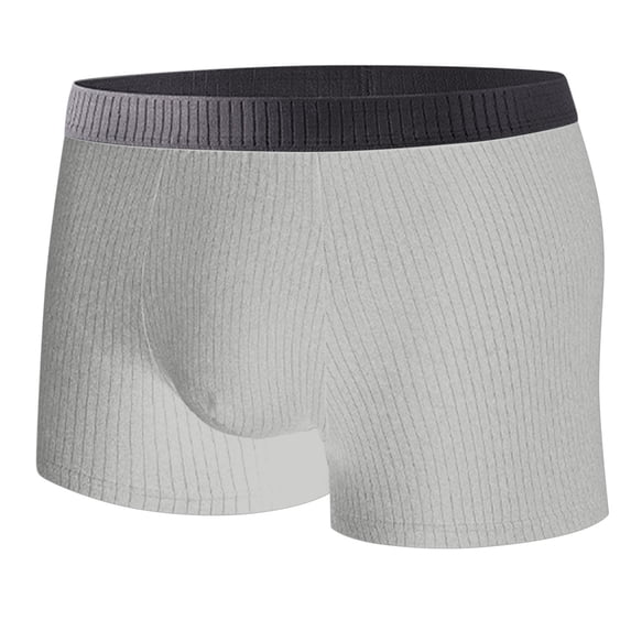 Bpyeka Men's Big & Tall Striped Stretch Waist Boxer Briefs, Soft Comfortable Underwear, 3XL-5XL, Gray