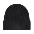 thumbnail image 1 of Bpyeka Men's Cable Knit Cuffed Beanie Hat, Fleece Lined Thick Warm Ear Protection Winter Outdoor Skull Cap Free Size, Black, 1 of 2