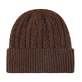 thumbnail image 1 of Bpyeka Men's Cable Knit Cuffed Beanie Hat, Fleece Lined Thick Warm Ear Protection Winter Outdoor Skull Cap Free Size, Coffee, 1 of 2