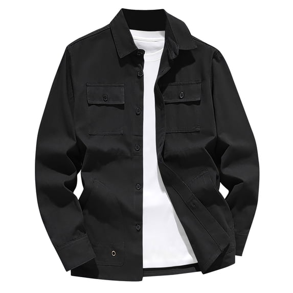 Bpyeka Men's Cargo Shacket Button Front Multi Pocket Chest Flap Pockets Relaxed Fit Spring Casual Utility Outerwear Jackets XS-2XL