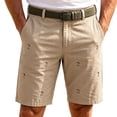 thumbnail image 1 of Bpyeka Men's Casual Embroidered Chino Shorts, Solid Cotton Blend Straight Leg Shorts with Pockets for Work, Golf and Everyday, 1 of 9