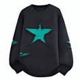 thumbnail image 1 of Bpyeka Men's Crew Neck Knit Sweater Frayed Five Point Star Distressed Ripped Loose Stretch Long Sleeve Fashion Pullover M-4XL, Black, 1 of 7