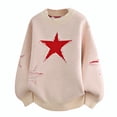 thumbnail image 1 of Bpyeka Men's Crew Neck Knit Sweater Frayed Five Point Star Distressed Ripped Loose Stretch Long Sleeve Fashion Pullover M-4XL, 1 of 4