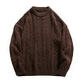 thumbnail image 1 of Bpyeka Men's Crewneck Sweater Vertical Cable Knit Ribbed Pattern Drop Shoulder Thick Warm Pullover M-3XL, Coffee, 1 of 4