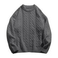 thumbnail image 1 of Bpyeka Men's Crewneck Sweater Vertical Cable Knit Ribbed Pattern Drop Shoulder Thick Warm Pullover M-3XL, Dark Gray, 1 of 3