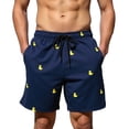 thumbnail image 1 of Bpyeka Men's Duck Print Swim Trunks, Elastic Waist Drawstring Board Shorts with Side Pockets, Quick-Dry Casual Swimwear for Summer Beach & Pool, S-2XL, Dark Blue, 1 of 9