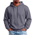 thumbnail image 1 of Bpyeka Men's Fleece Hoodie Drawstring Closure Kangaroo Pocket Ribbed Cuffs Pullover Casual Top S-3XL, Dark Gray, 1 of 9