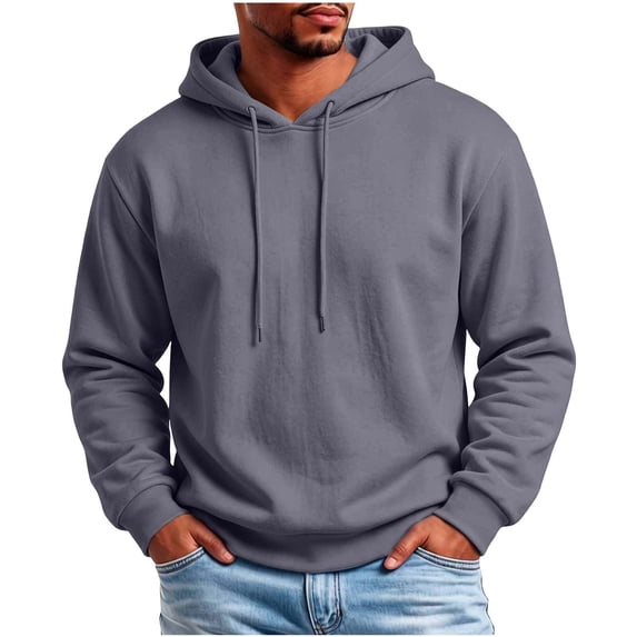 Bpyeka Men's Fleece Hoodie Drawstring Closure Kangaroo Pocket Ribbed Cuffs Pullover Casual Top S-3XL, Dark Gray