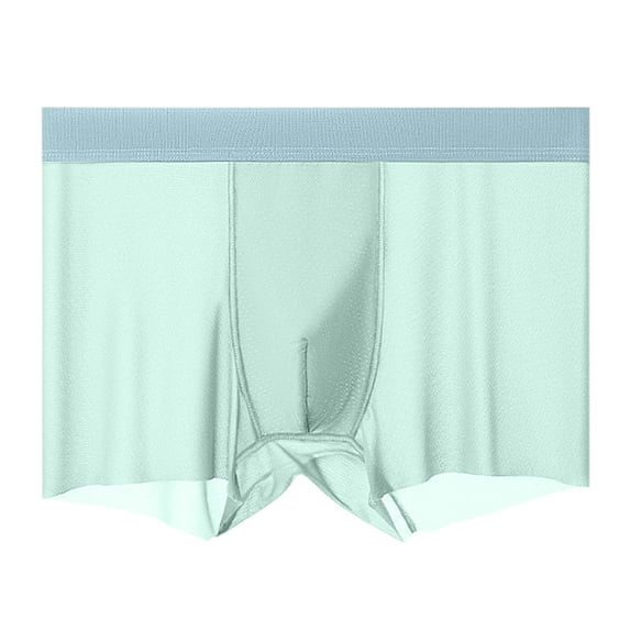 Bpyeka Men's Ice Silk Nylon Stretch Waist Boxer Briefs, Comfortable Elastic Underwear, L-4XL, Mint Green