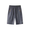thumbnail image 1 of Bpyeka Men's Ice Silk Quick Dry Straight Leg Casual Shorts, Elastic Drawstring Waist Sport Bottoms with Zip Pockets & Side Letter Print, M-4XL, Gray, 1 of 6