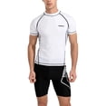 thumbnail image 1 of Bpyeka Men's Split Swimwear Set, Athletic Rash Guard Top and Swim Trunks, Sun Protection Surfing Suit for Water Sports & Vacation, L-4XL, White, 1 of 6