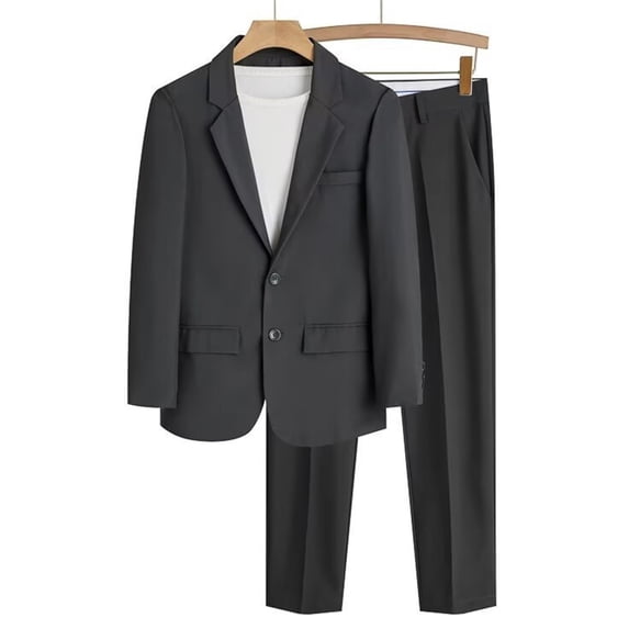 Bpyeka Men's Suit Fabric 2 Piece Set Two Button Lapel Blazer and Straight Dress Pants Spring Fall Business Matching Set M-3XL