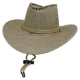 thumbnail image 1 of Bpyeka Men's Summer Cowboy Hat, Breathable Sun Protection Straw Beach Hat with Adjustable Chin Strap, One Size, 1 of 2