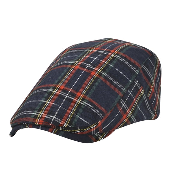 Bpyeka Men's Tartan Plaid Ivy Flat Cap, Vintage British Newsboy Beret Lightweight Sun Protection Driving Forward Hat Free Size
