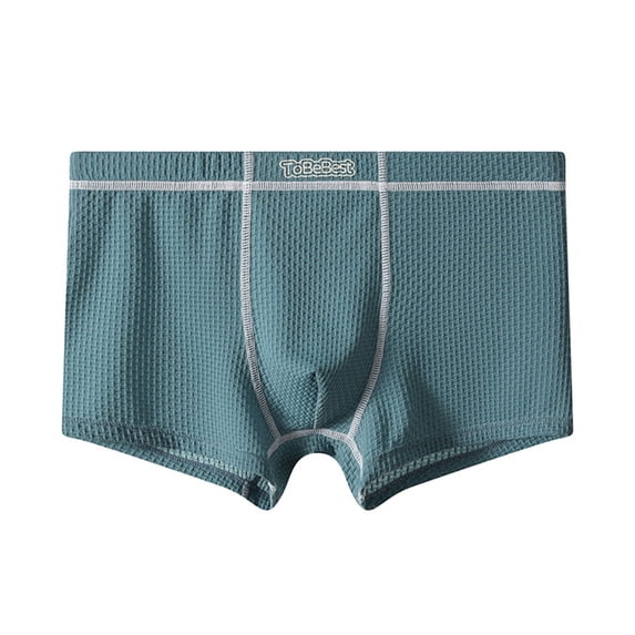Bpyeka Men's Textured Nylon-Spandex Stretch Waist Boxer Briefs, Mid-Rise Lightweight Breathable Underwear, M-3XL, Light Blue