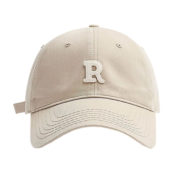 Bpyeka Men's Vintage Letter R Embroidered Soft Top Baseball Cap, Curved Brim Adjustable Casual Daily Commute Dad Hat Free Size, Beige
